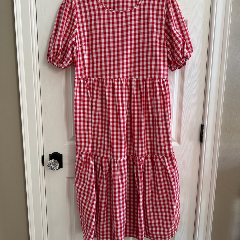 Game Day! Red and White Gingham Dress with Pockets! - Picture 4 of 10